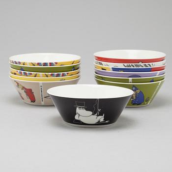 MUMINSKÅLAR, 12 stycken, porslin, Moomin Characters, Arabia, 2000-tal.