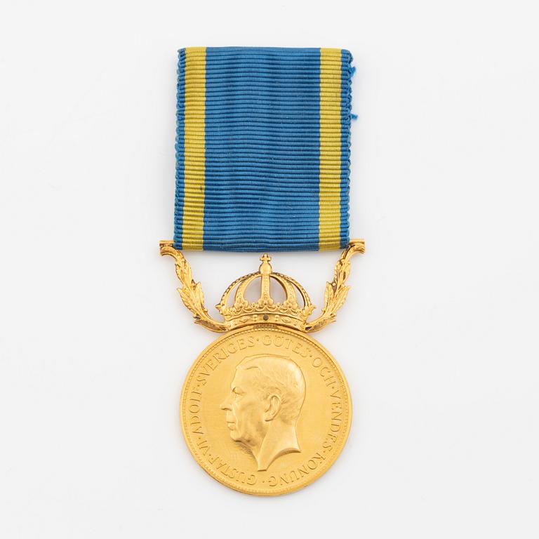 Medalj, guld, Sverige, Gustav VI Adolf.