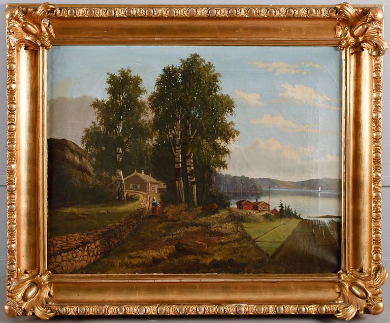 OKÄND KONSTNÄR, olja på duk, monogramsignerad AFW och daterad 1882.