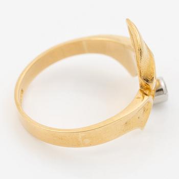 Lapponia, ring 18K gold set with a round brilliant-cut diamond, Finland 1981.