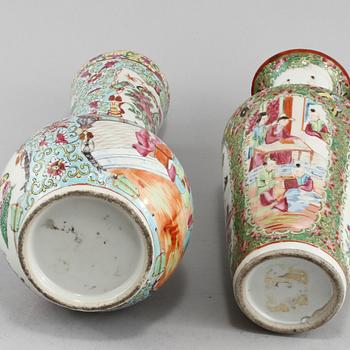 VASER, 2 st, porslin, Kanton, Kina, 1800/1900-tal.
