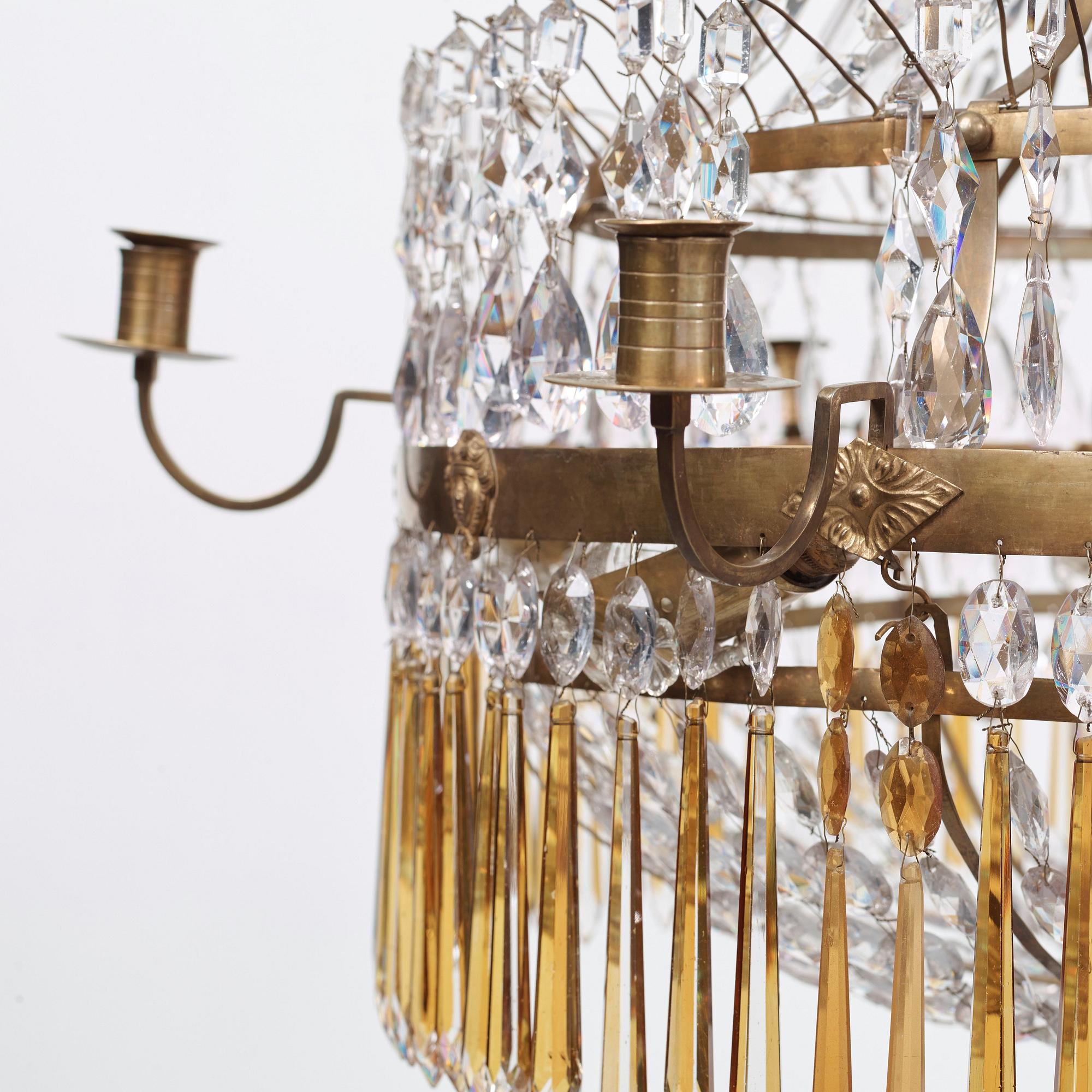 A late Gustavian early 19th century seven-light chandelier.