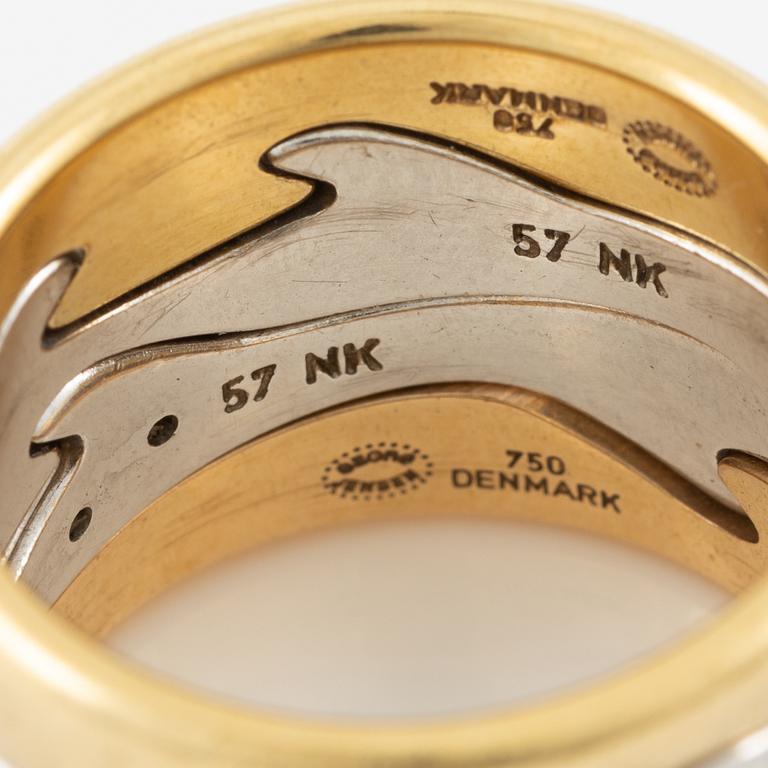 Georg Jensen, ring, "Fusion", 4 delar, 18K guld och vitguld, med briljantslipade diamanter.