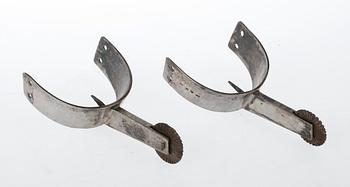 SPORRAR, ett par, silver, troligen, Olof Hofstedt, Örebro, 1851. Vikt ca 202g.