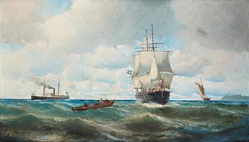 436. Christian Fredrik Swensson (Svensson), Seascape with ships - scene from Öresund.