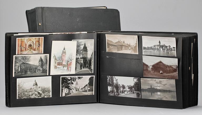 VYKORTSALBUM MED VYKORT, 1900-talets första hälft.