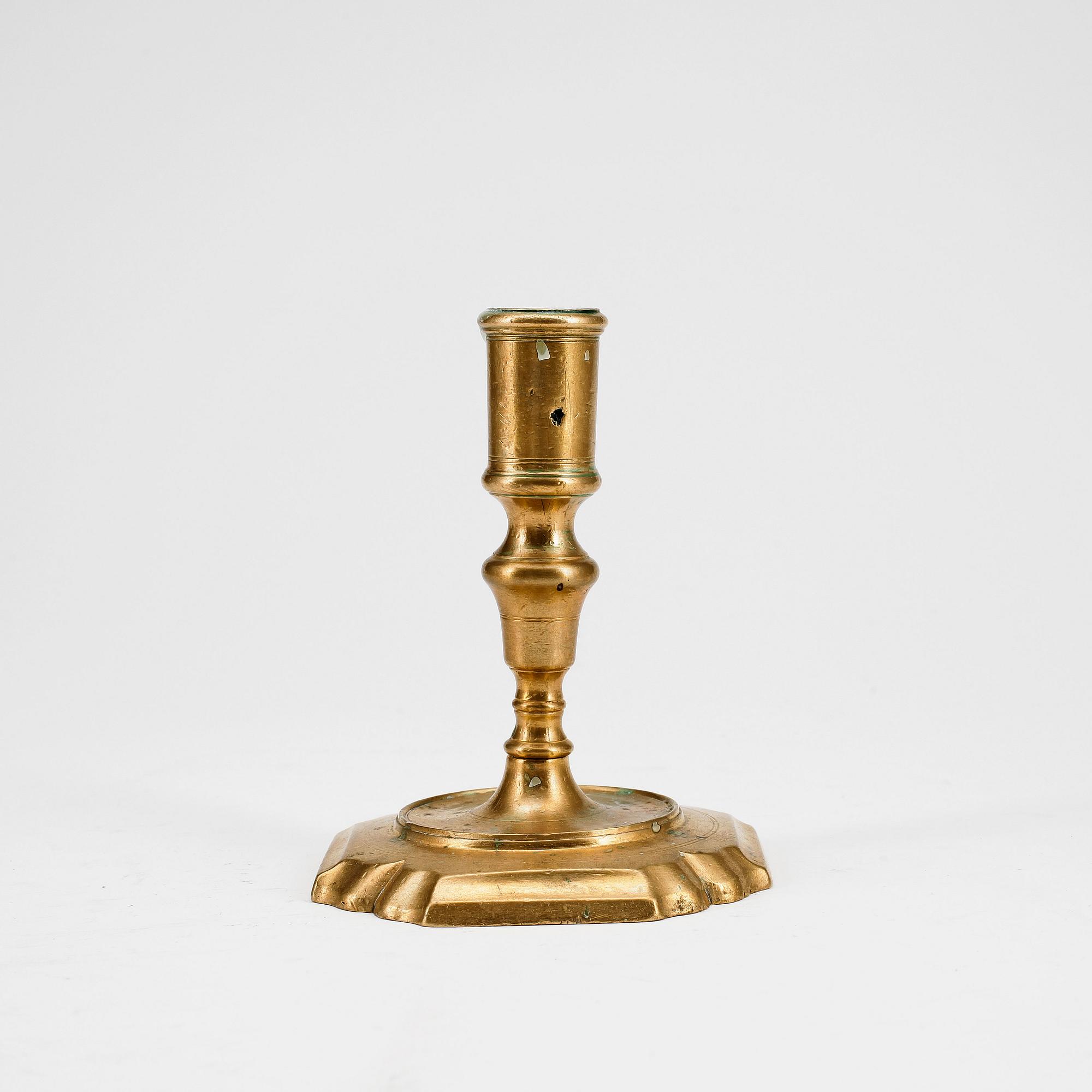 LJUSSTAKE, mässing, senbarock, 1700-talets mitt.