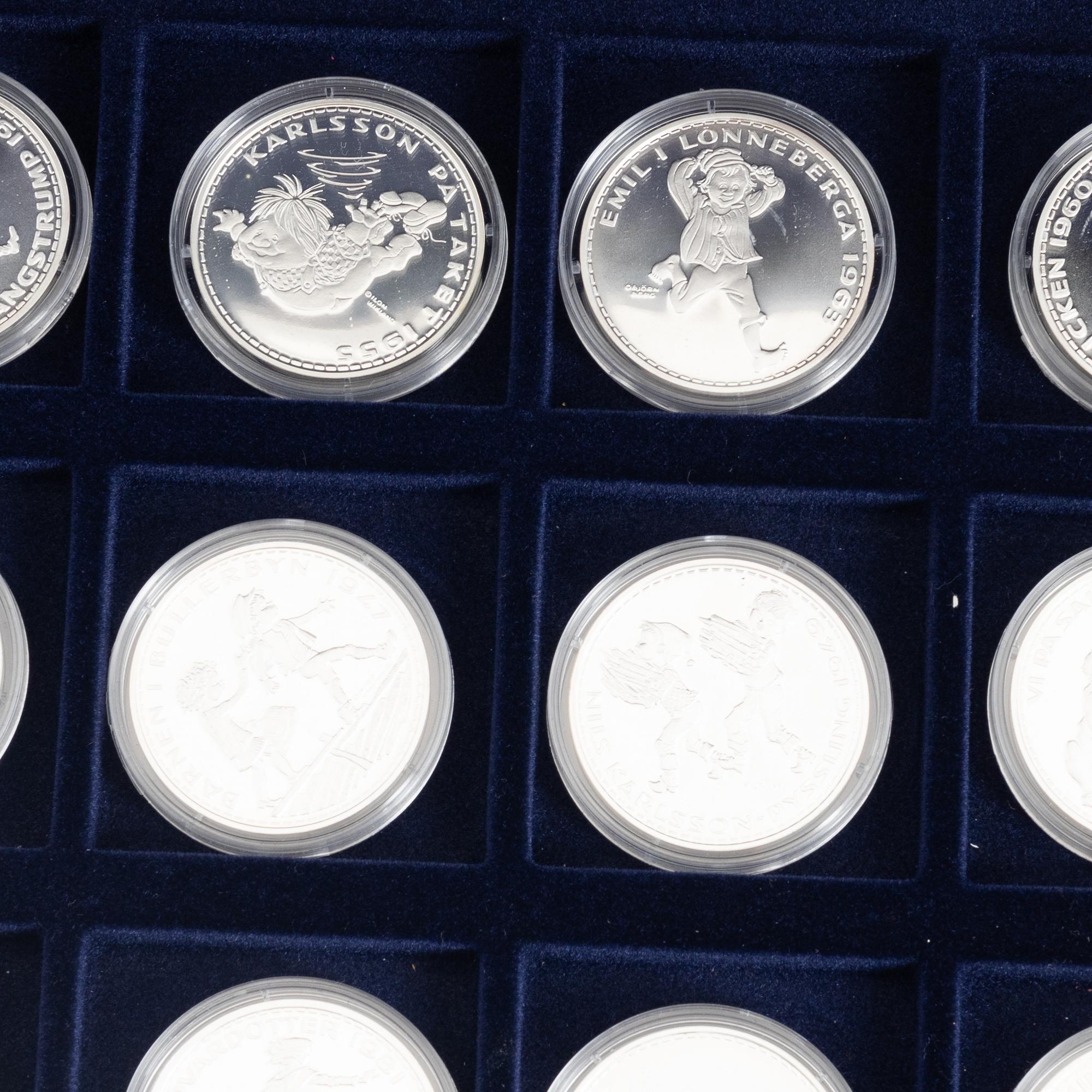 Minnesmynt/jubileumsmynt, 18 st, sterlingsilver, Astrid Lindgren & Nordens sagor, Myntverket Moneta.