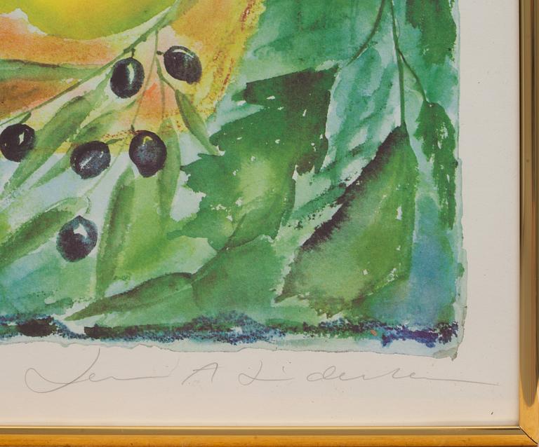 LENA LINDERHOLM, färglitografi. Signerad och numrerad 974/1000.