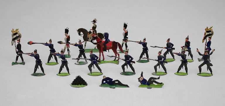 PARTI TENNSOLDATER, ca 21 askar,1800/1900-tal.