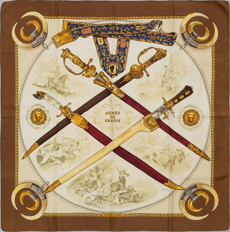 HERMÈS, an 'Armes de Chasse' silk scarf.