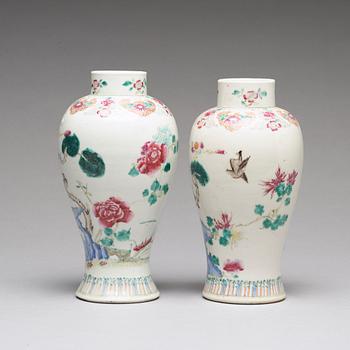 A pair of famille rose vases, Qing dynasty, Qianlong (1736-95).