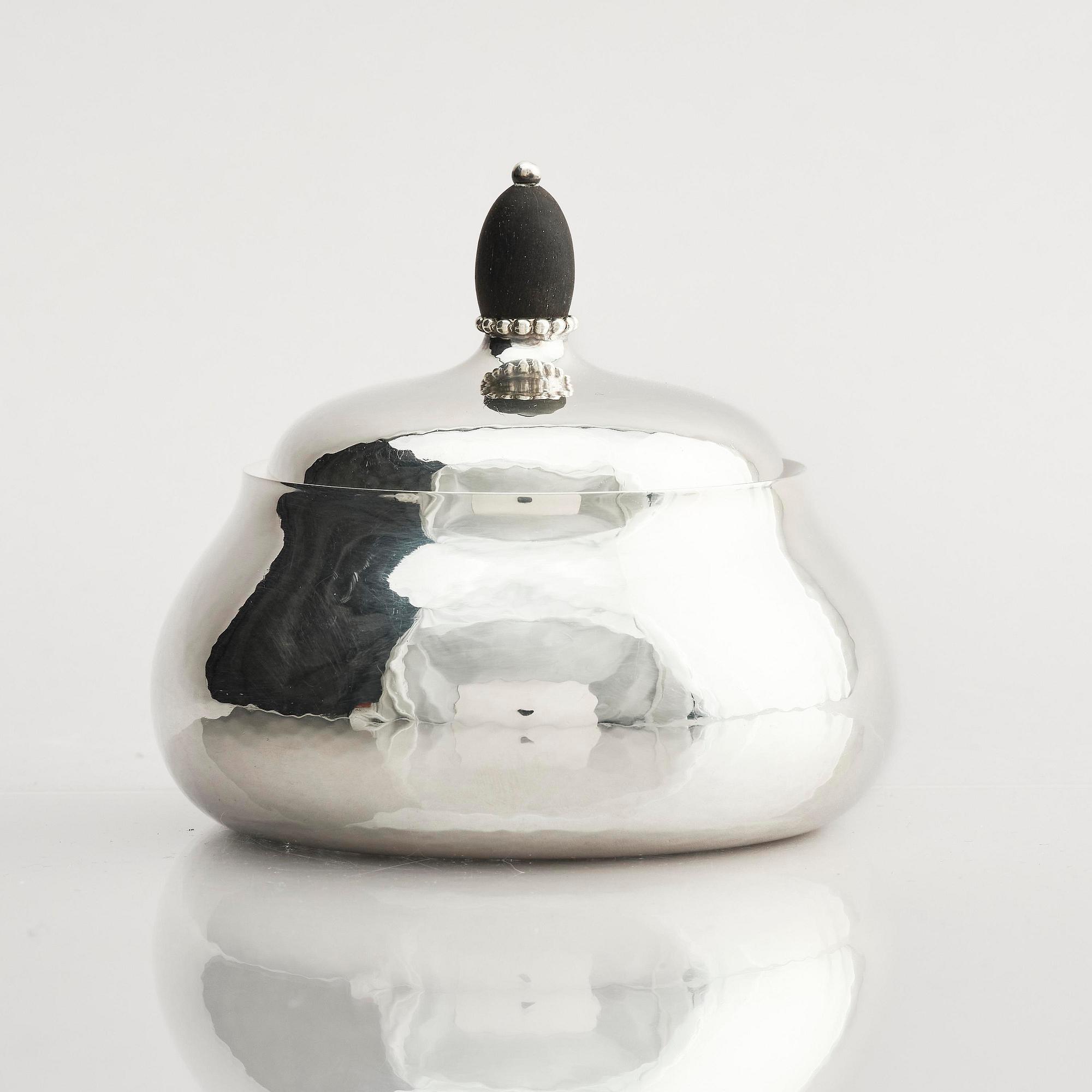 Georg Jensen, a sterling silver three-piece coffee set, Copenhagen, Denmark, after 1945, design no 80B and 80C.