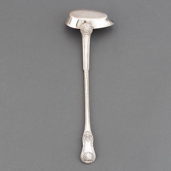 A swedish silver soup ladle, mark of Gustaf Möllenborg, Stockholm 1841.