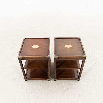 A pair of English walnut side tables later part of the 20th century.