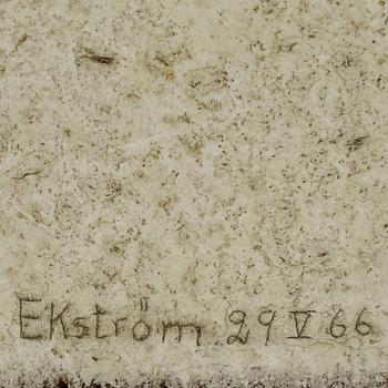 THEA EKSTRÖM. Blandteknik på pannå. Sign Ekström o dat 29 V 66.