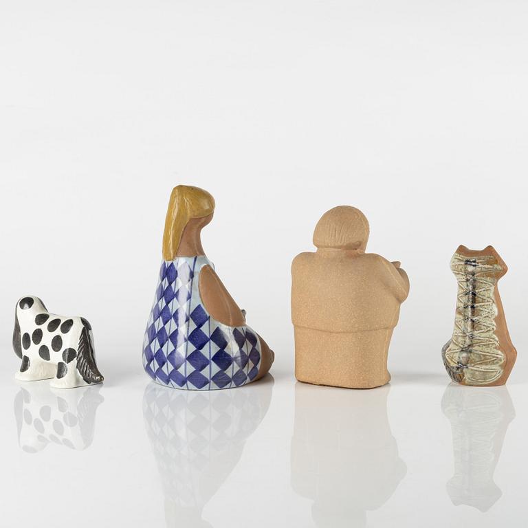 Lisa Larson, four stoneware figurines, Gustavsberg.