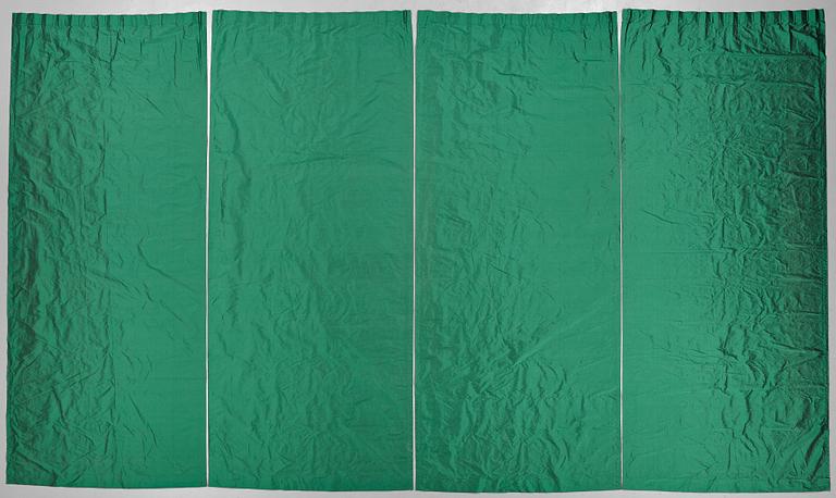 CURTAINS, 4 pcs., emerald green silk, ca 304 x 129,5 cm each, Svenskt Tenn, the second half of the 20th century.