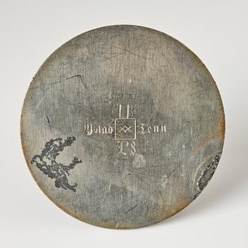 Ystad-Metall, a pair of candlesticks and a tray, 1938-42.