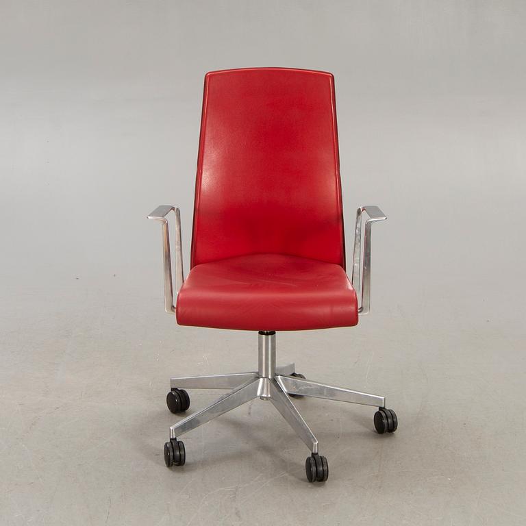 Jorge Pensi, a leather and metal office chair for Akaba Italy  later part of the 20th century.