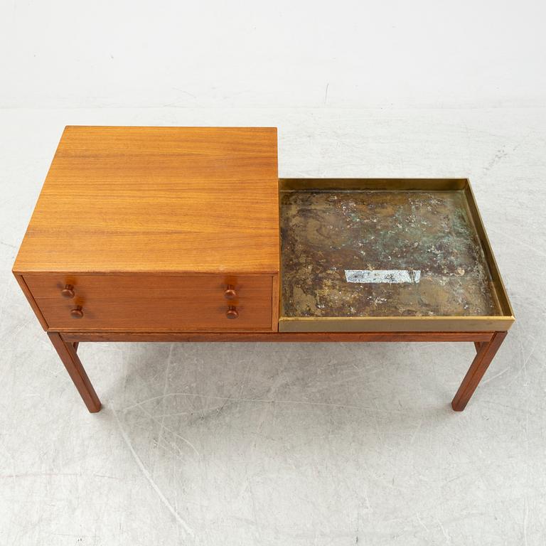 A teak and brass flowerstand with drawers by Myrstrand & Engström, 1960's.