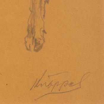 Arvid Knöppel, blyertsteckning, signerad.