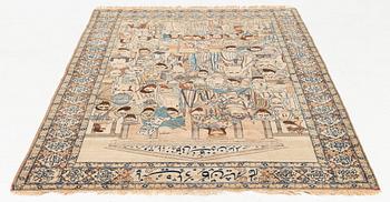 Matta, antik, Kirman Laver "Mashahir" (Världens härskare), ca 230 x 143 cm.