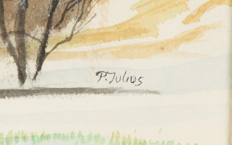 Per Julius, akvarell med täckvitt, signerad.