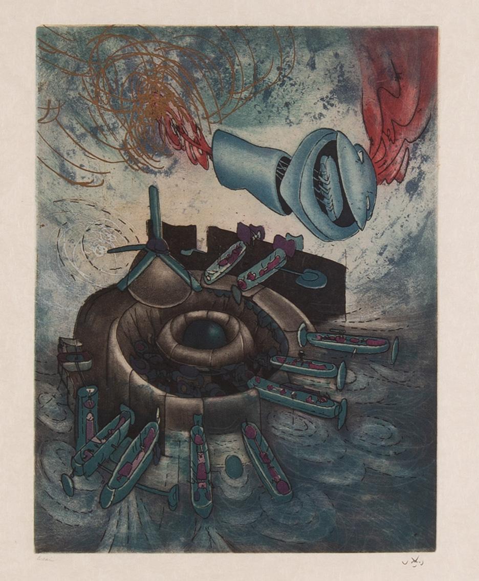 Roberto Matta, färgakvatint, signerad.