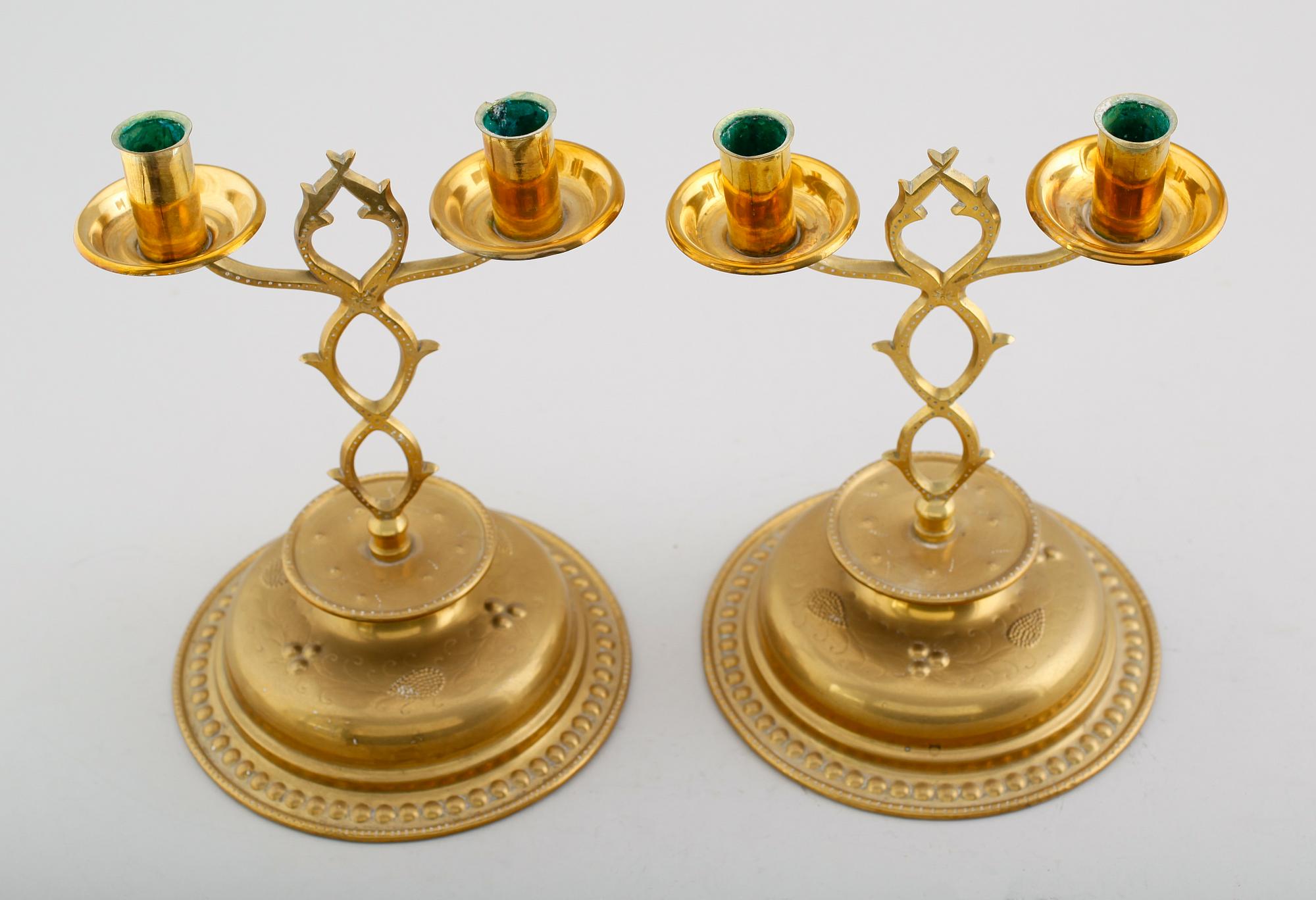 KANDELABRAR, 1 par, mässing. 1800-talets andra hälft.