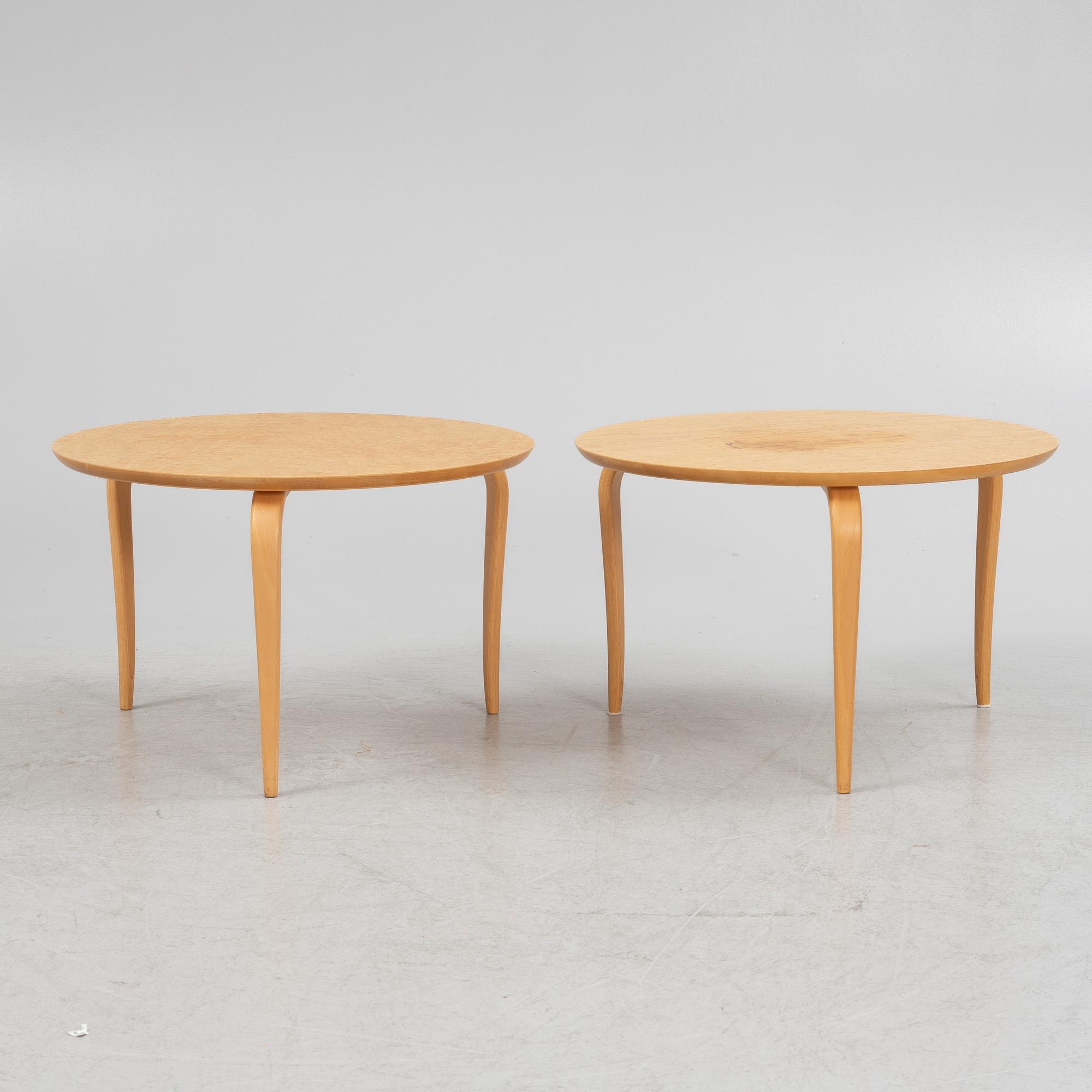 Bruno Mathsson, sidobord, ett par "Annika" för DUX, 1900-talets andra hälft.