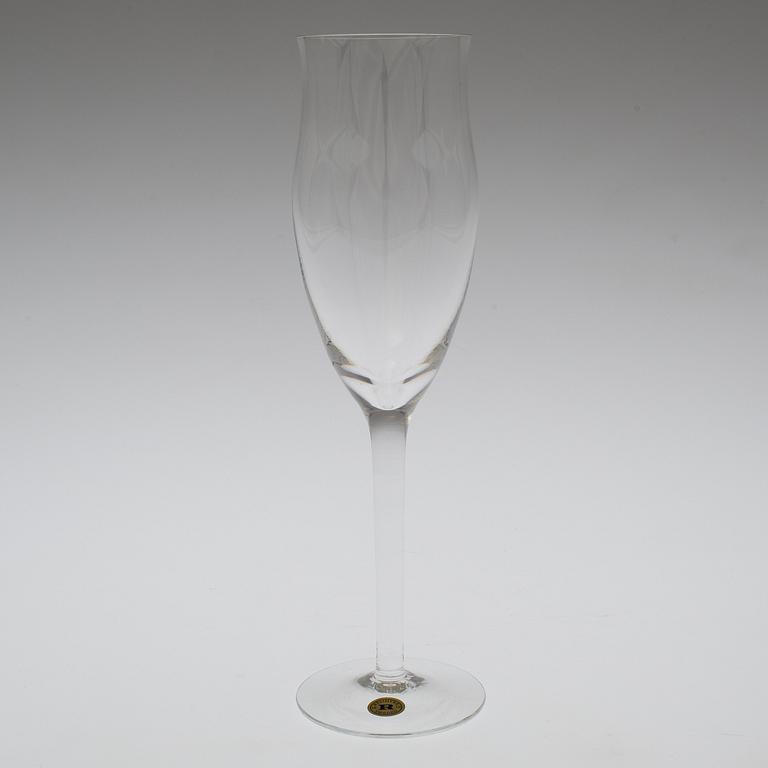 A set of twelve 'Operakällaren' champagne glasses by Reijmyre Glasbruk.