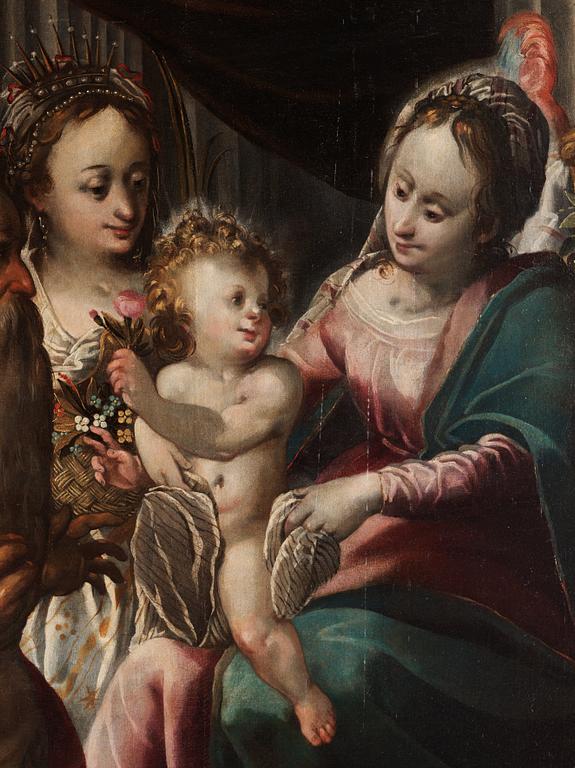 Bartholomeus Spranger Circle of, The mystical marriage of Saint Catherine.