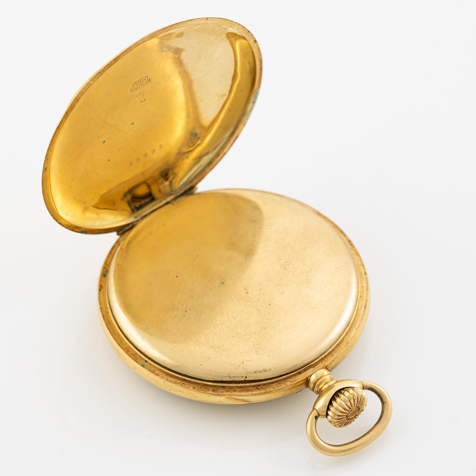 Orator, 18K guld, fickur, 49 mm.