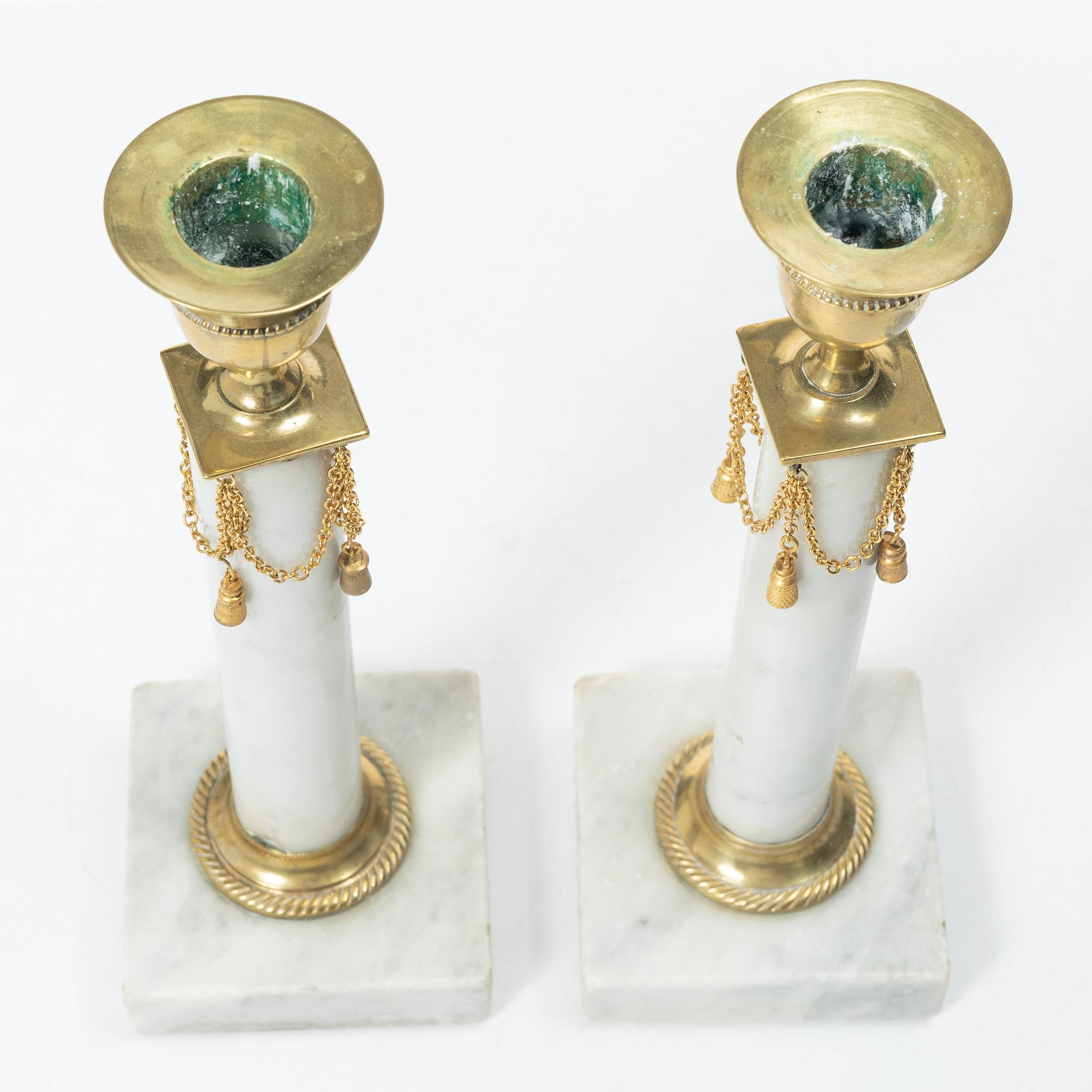 A pai of Late Gustavian candlesticks, circa 1800.