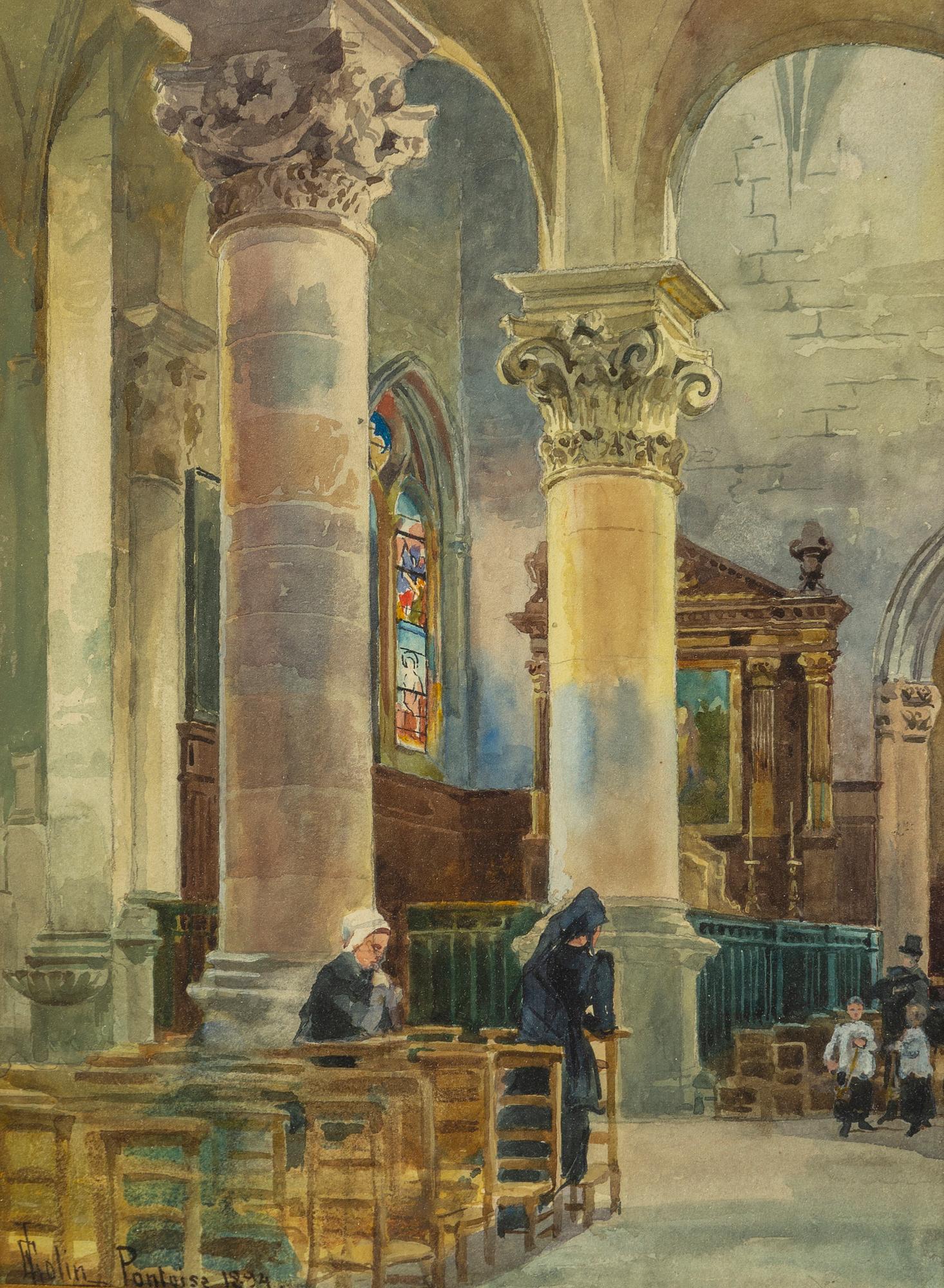 Ellen Jolin, akvarell, signerad och daterad Pontoise 1894.