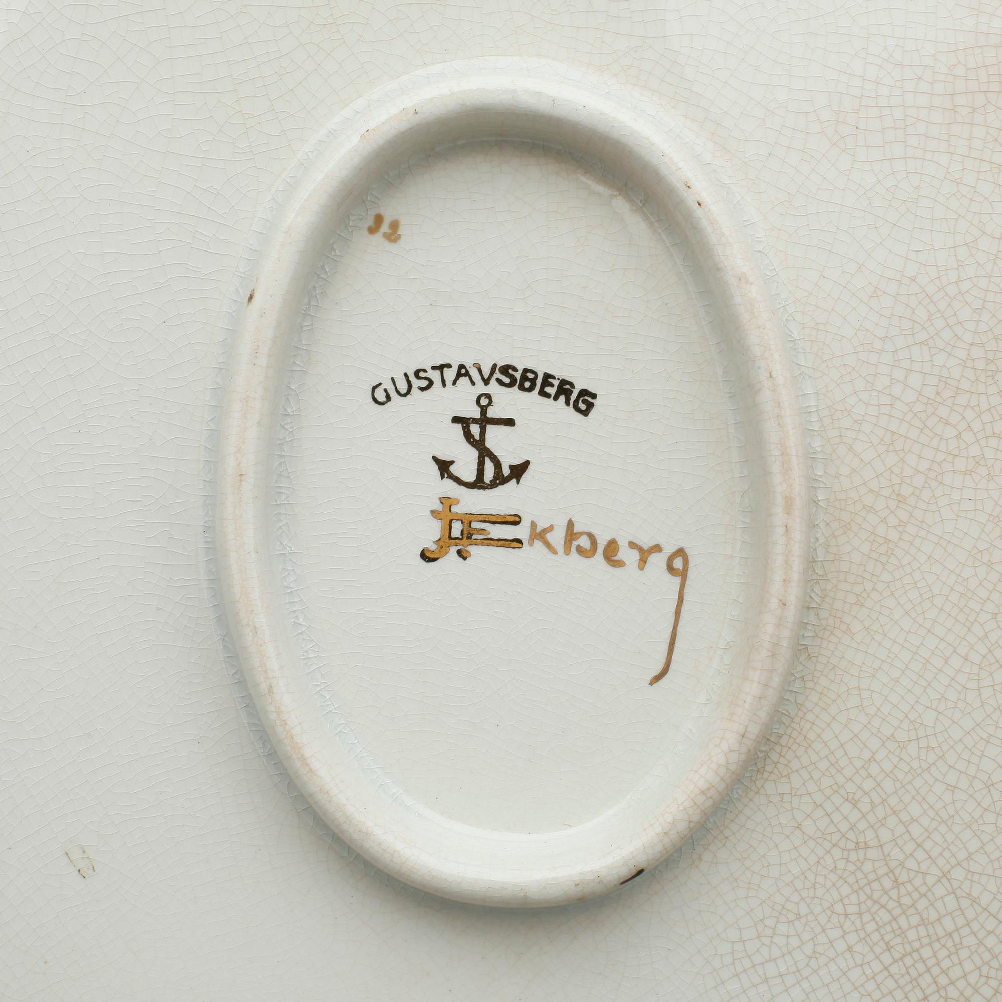 GARNITYR, 3 delar, flintgods med grön lysterglasyr, Josef Ekberg, Gustavsberg, 1920-tal.