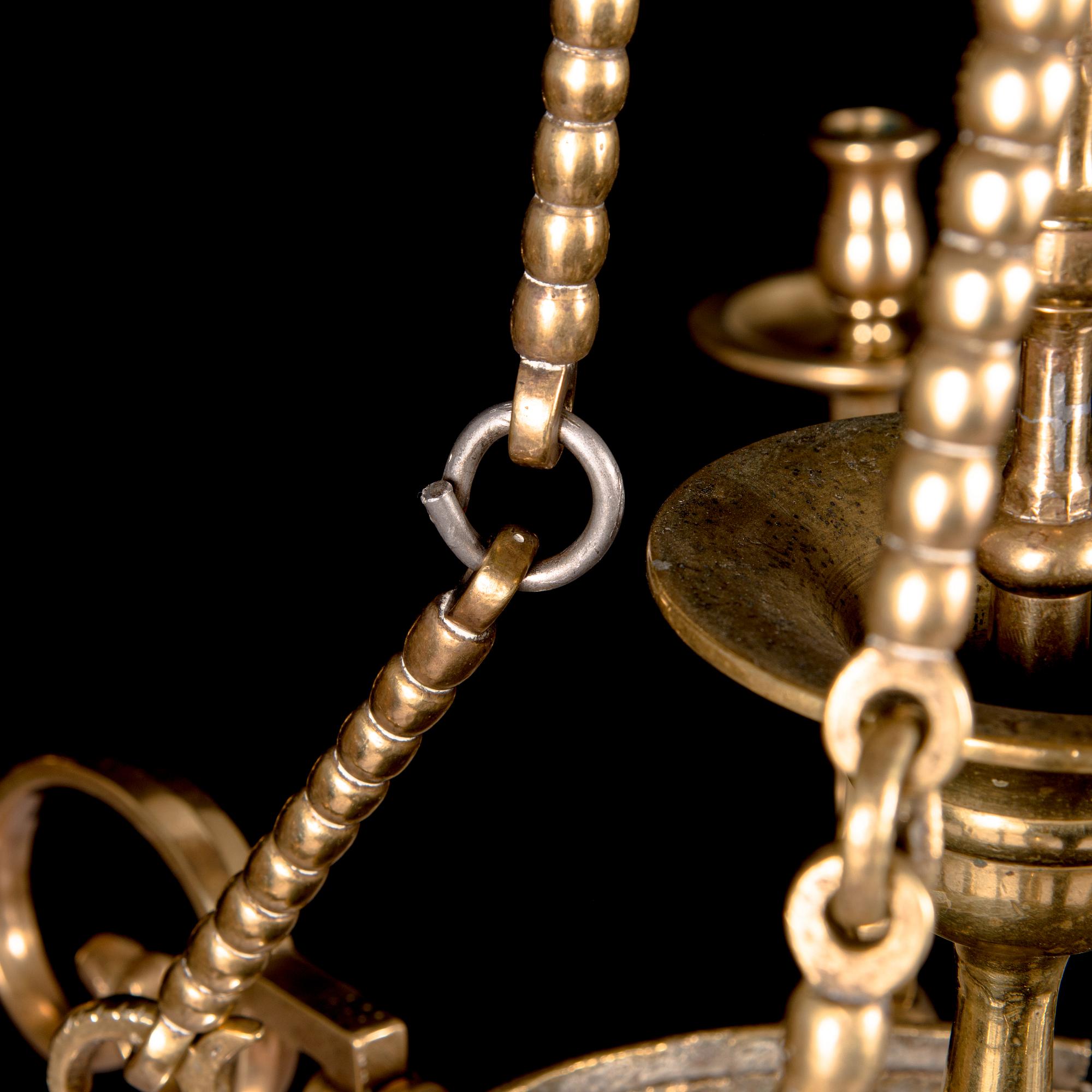 A late 18th century possibly Flemish solid bronze chandelier.