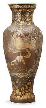 579. A Hjalmar Norrström etched and engraved patinated gilt copper vase, Stockholm 1904.