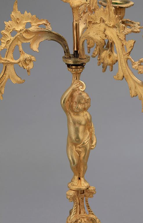KANDELABRAR, ett par, nyrokoko, 1800-talets slut.