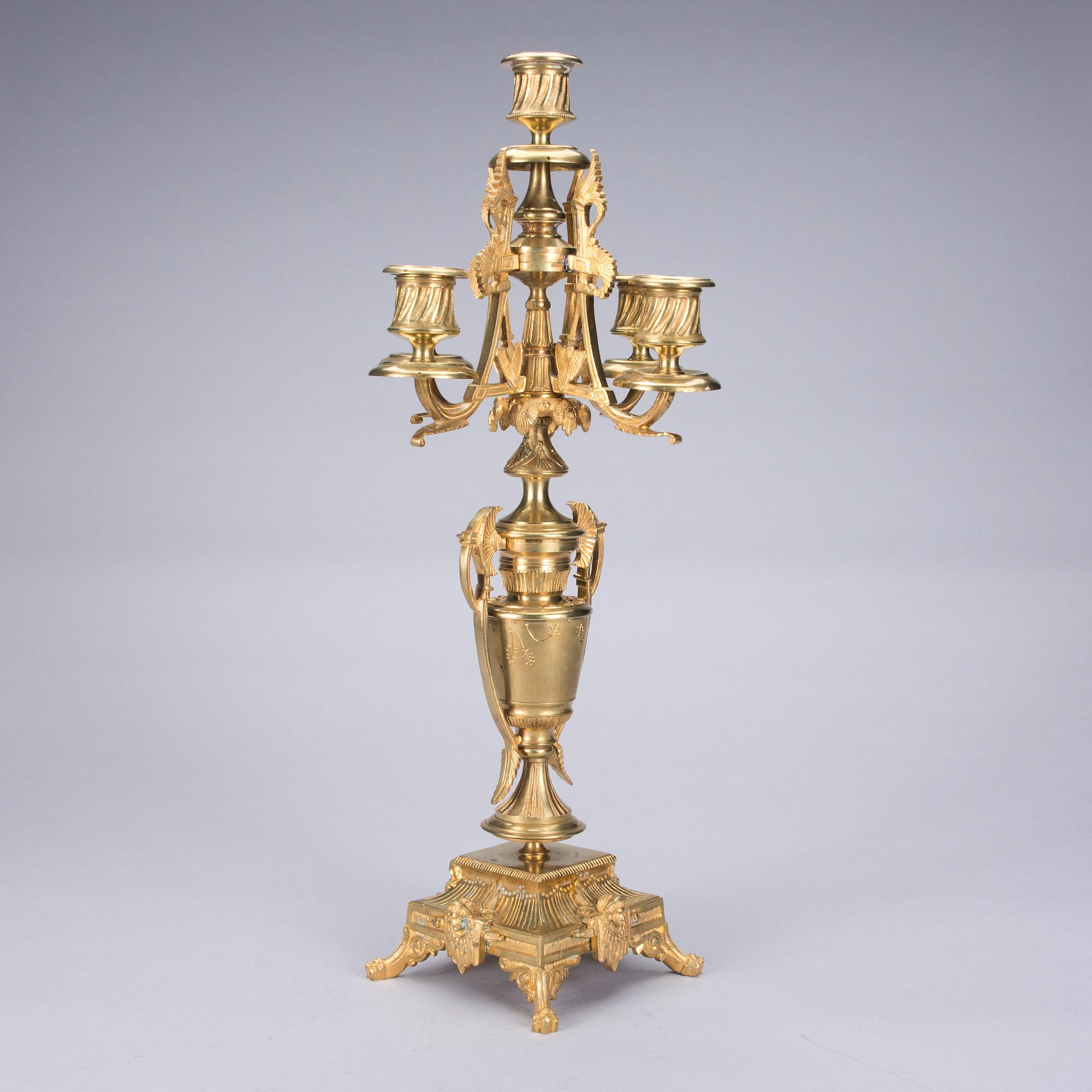 KANDELABER, förgylld brons, Ryssland ca 1870-1880.