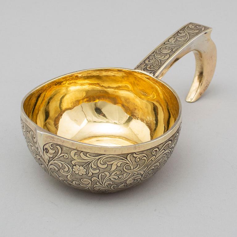 A Russian 19th century silver-gilt charka, mark of Jacob Wiberg, Moscow 1847.