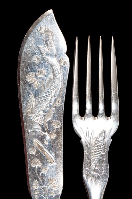 FISKBESTICK, 12+12 delar, nysilver.