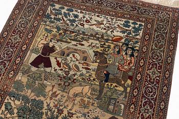 A pictoral Kashan 'Mohtasham' rug, central Persia (Iran), c. 218 x 141 cm.