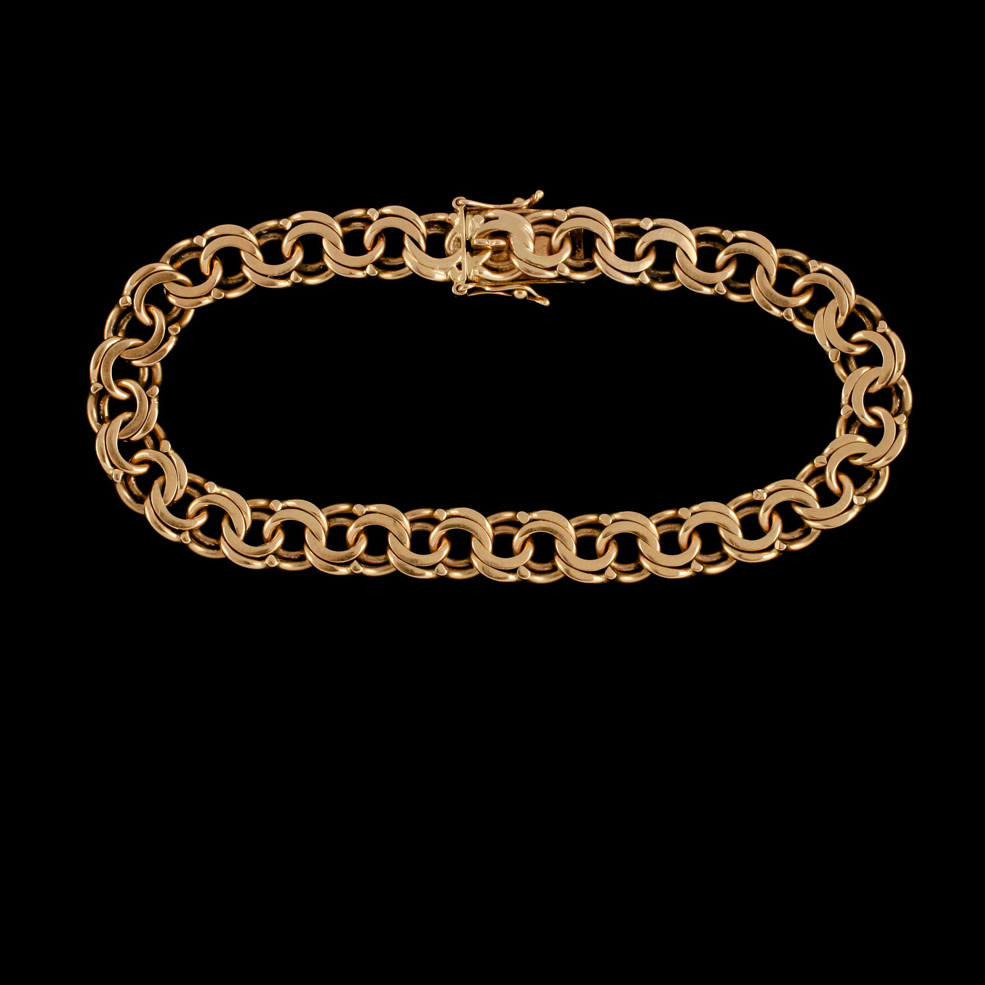 ARMLÄNK, 18k guld, G Kaplan, Stockholm, 1964. Vikt 25 g.