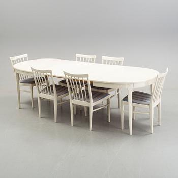 CARL MALMSTEN, 6 dining chairs and one table, Bodafors 1963.