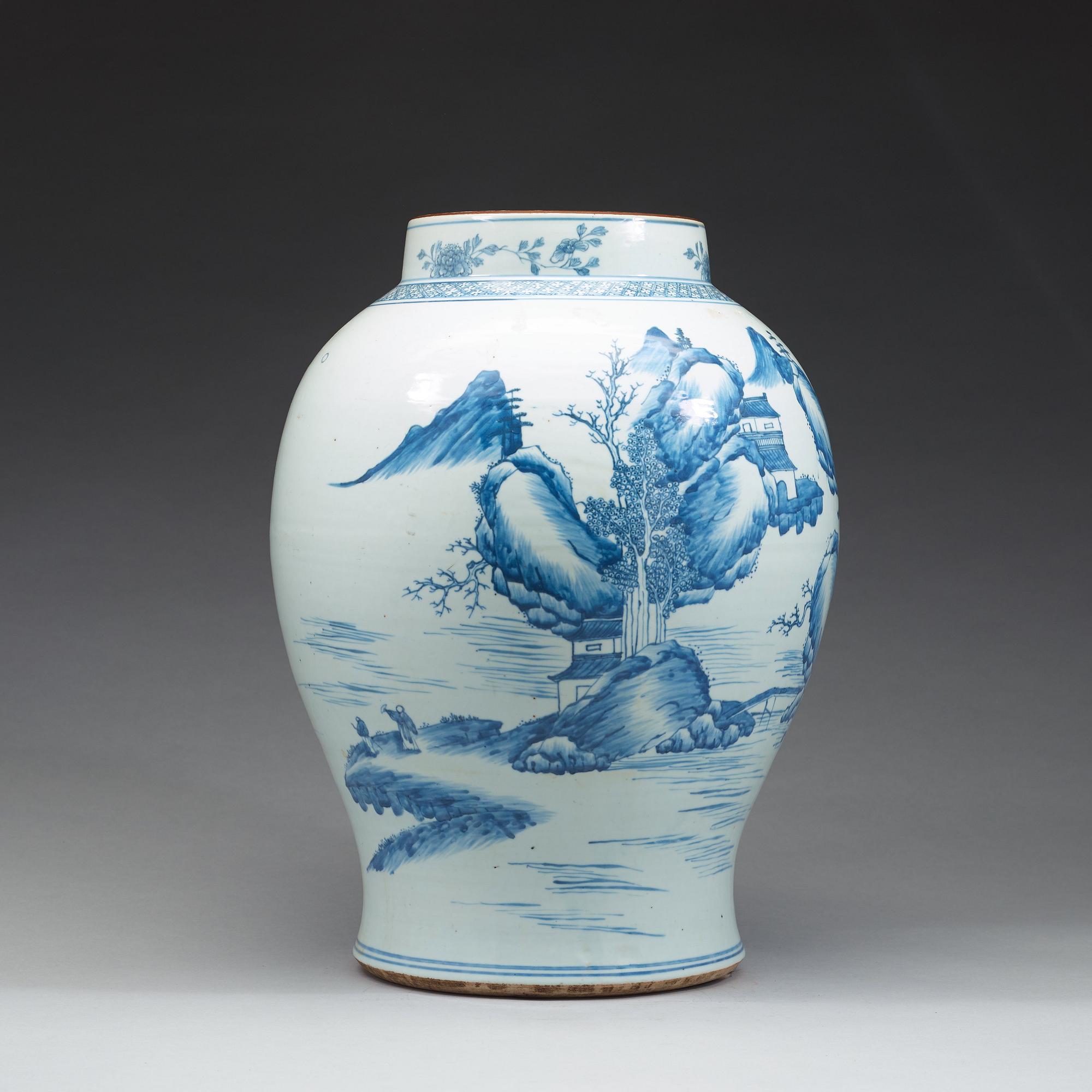 A large blue and white vase, Qing dynasty, Qianlong (1736-95).