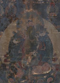 A Tibetan thangka with the green Tara, 19th Century.