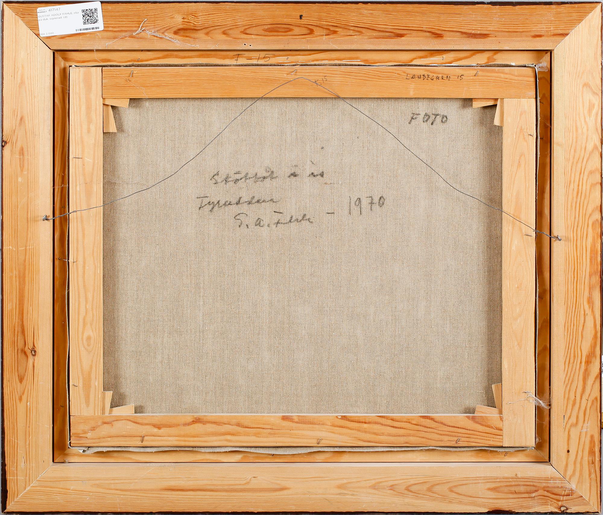 GUSTAF ADOLF FAHLE, olja på duk, signerad.