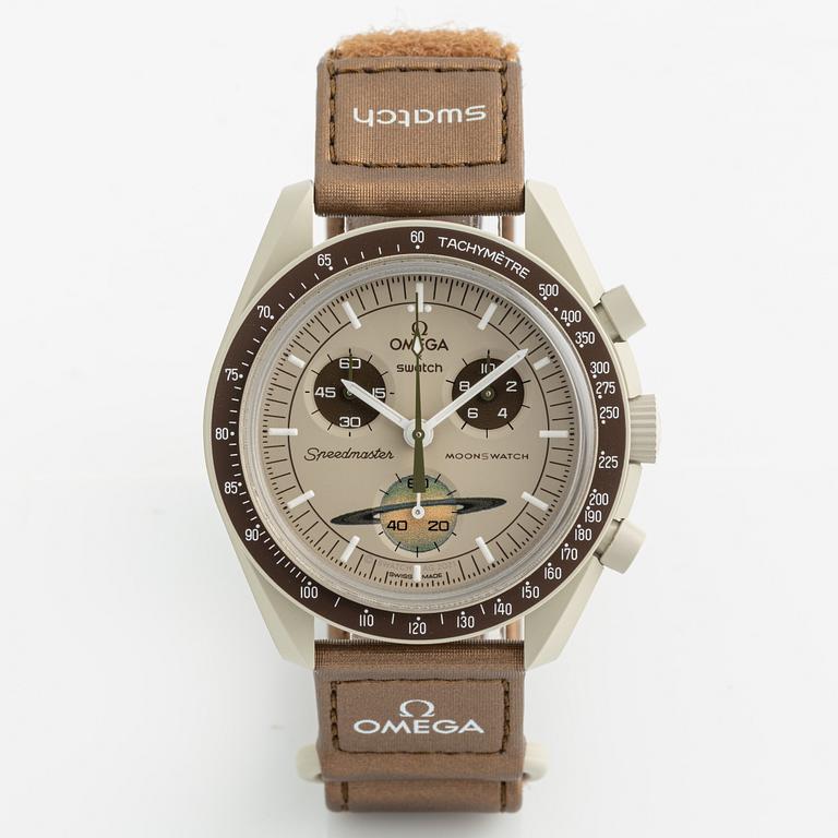 Swatch/Omega, MoonSwatch, Mission To Saturn, kronograf, armbandsur, 42 mm.